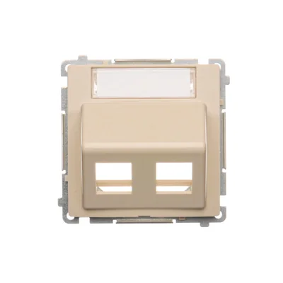 Tapa de toma de teléfono en Keystone, doble diagonal con un campo de descripción beige