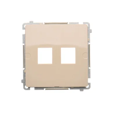 Tapa de toma TIC plana doble beige para Keystone