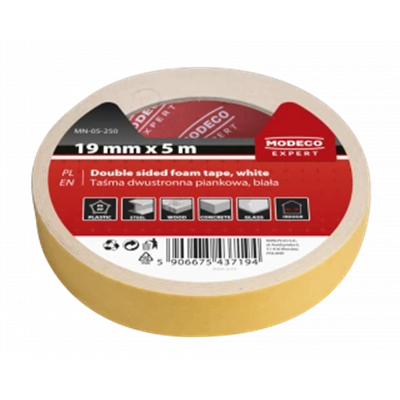 Taśma dwustronna 19mm x 1,5m biała