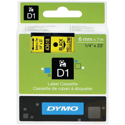 Taśma DYMO D1 6mm x 7m żółta / czarny nadruk 43618