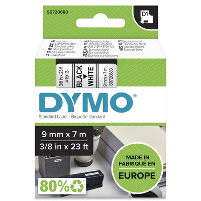 Taśma DYMO D1 9mm x 7m biała / czarny nadruk 40913