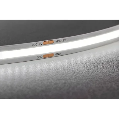 TAŚMA LED COB 12V, 480LED/m, 8mm, 10W/m, BEZ ŻELU, NEUTRALNY BIAŁY, 2x1m PRZEWÓD MINI AMP, ROLKA 5m