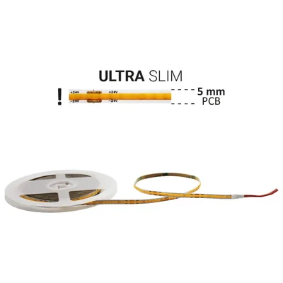 TAŚMA LED NEXTEC / 24V / COB / 10W / 320 LED / IP20 / 4000K +/-250K / 110lm/W / RA>90 / 5m / 5mm PCB !!!