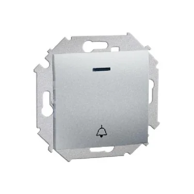 Taster „Klingel“ mit Hintergrundbeleuchtung (Modul) 10A 230V Schraubklemmen Aluminium (metallic)