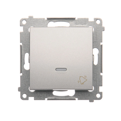 Taster „Klingel“ mit LED-Hintergrundbeleuchtung (Modul) 10A 230V Schnellanschlüsse silber (metallic)