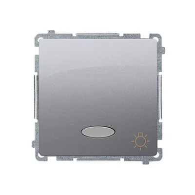 Taster „Licht“ mit LED-Hintergrundbeleuchtung 10AX 24V Schraubklemmen silber matt