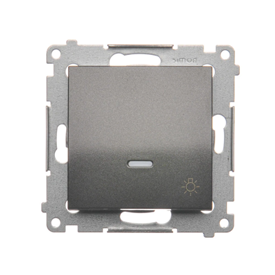 Taster „Licht“ mit LED-Hintergrundbeleuchtung (Modul) 10A 230V Schnellanschlüsse anthrazit (metallic)