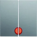 Tasti interruttore B.Square/B.7 con lente rossa. Alluminio a 2 tasti