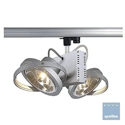 TEC 2 QRB Spot gris argent 2x G53 max. 50W avec un adaptateur triphasé