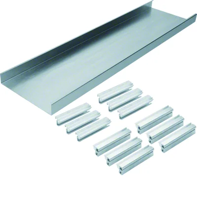 TEHALIT.AK Base de goulotte sous plancher pour couvercle 200x40mm avec inclinaison des deux côtés, acier