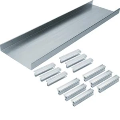 TEHALIT.AK Base de goulotte sous plancher pour couvercle 200x40mm avec inclinaison des deux côtés, acier