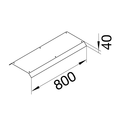 TEHALIT.AK Copertura per condotto aereo, 2 lati, 800mm, 150x40mm, acciaio