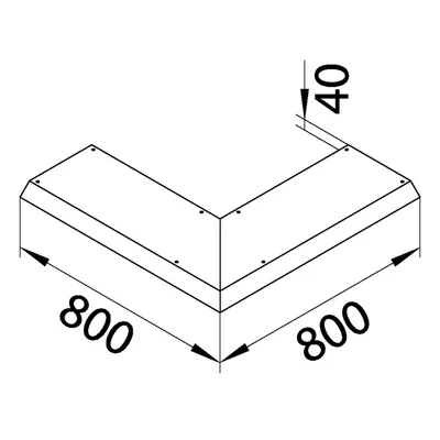 TEHALIT.AK Copertura per condotto fuori pavimento, inclinata su un lato 800mm angolo esterno 150x40mm acciaio