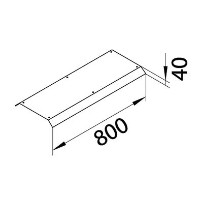 TEHALIT.AK Kryt pro horní potrubí, 2stranný 45° 800mm 250x70mm ocel