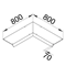 TEHALIT.AK Overfloor trunking cover 1-side slanted 800mm internal angle 200x70mm steel