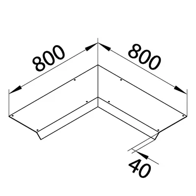 TEHALIT.AK Overfloor trunking cover 1-side slanted 800mm internal angle 200x70mm steel
