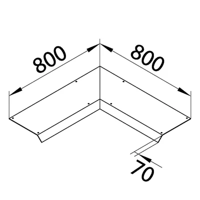 TEHALIT.AK Overfloor trunking cover 1-side slanted 800mm internal angle 250x70mm steel