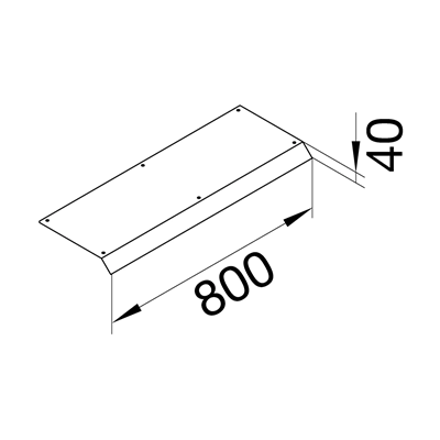 TEHALIT.AK Overfloor trunking cover 1-sided slanted 800mm 200x70mm steel