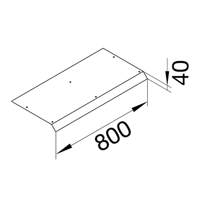 TEHALIT.AK Overfloor trunking cover 1-sided slanted 800mm widening 100mm 250x70mm steel