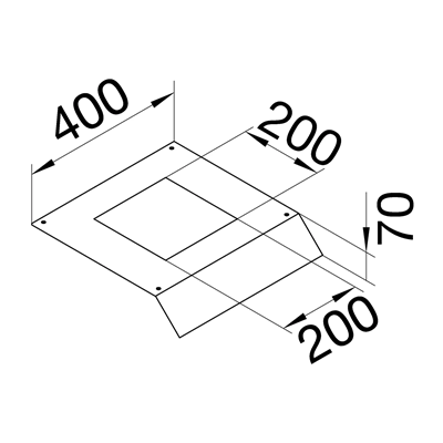 TEHALIT.AK Overfloor trunking cover Q06 200x200 1-side slanted 400mm 400x70mm steel