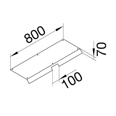 TEHALIT.AK Overfloor trunking cover slanted on one side 800mm external angle 300x70mm steel