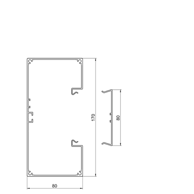 TEHALIT.BRAP Channel base 65x170 anodized aluminium