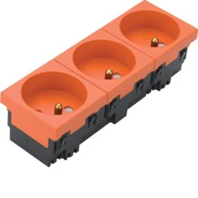 TEHALIT.GB-EG Base de enchufe 2P+Z 33° 3 vías 45x45mm libre de halógenos naranja