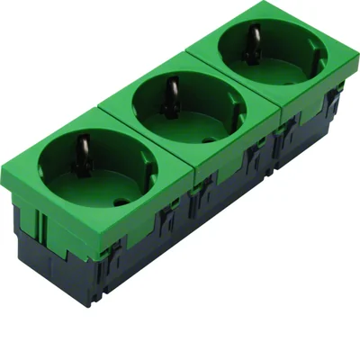 TEHALIT.GB-EG Gniazdo SCHUKO 33° 3-krotne 45x45mm bezhalogenowe zielone