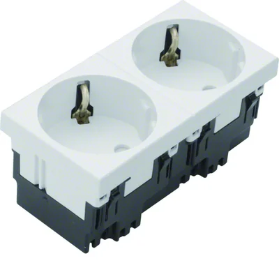 TEHALIT.GB-EG Prise SCHUKO 33° 2 voies 45x45mm sans halogène blanc