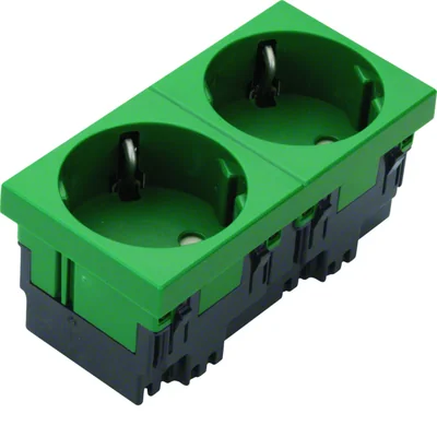 TEHALIT.GB-EG Prise SCHUKO 33° 2 voies 45x45mm sans halogène vert