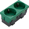 TEHALIT.GB-EG SCHUKO socket 33° 2-way 45x45mm halogen-free green