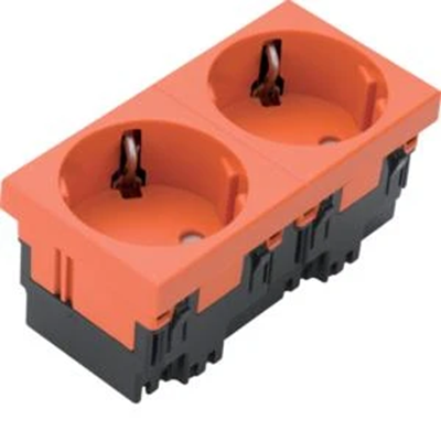 TEHALIT.GB-EG SCHUKO socket 33° 2-way 45x45mm halogen-free orange