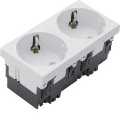 TEHALIT.GB-EG SCHUKO socket 33° 2-way 45x45mm halogen-free white