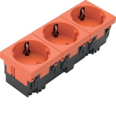 TEHALIT.GB-EG SCHUKO socket 33° 3-way 45x45mm halogen-free orange