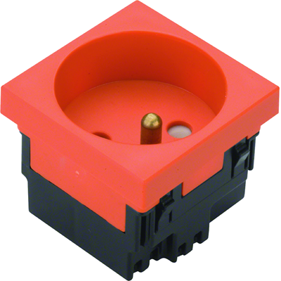 TEHALIT.GB-EG Socket 2P+E 33° 1-way 45x45mm halogen-free orange