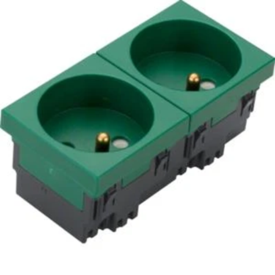 TEHALIT.GB-EG Socket 2P+E 33° 2-way 45x45mm halogen-free green