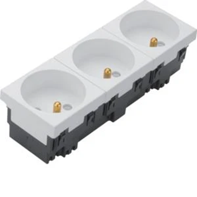 tehalit.GB-EG Socket 2P+E 33° 3-way 45x45mm halogen-free white