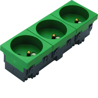 TEHALIT.GB-EG Steckdose 2P+E 33° 3-fach 45x45mm halogenfrei grün