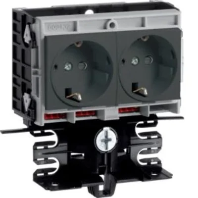 TEHALIT.SL Carrier without device cover 20x55 2x SCHUKO socket black