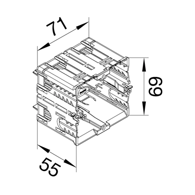 TEHALIT.WA 1-way installation box, mounting in C-profiles, full black