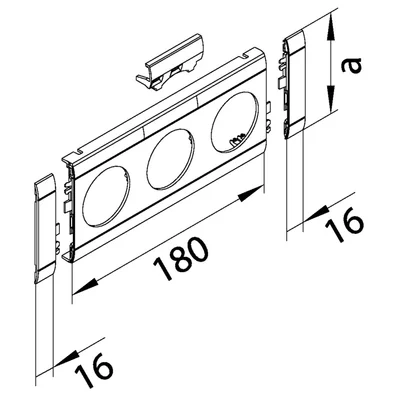 TEHALIT.WA Abdeckblende mit Beschriftungsfeld, 3-fach ABS, halogenfreies Aluminium