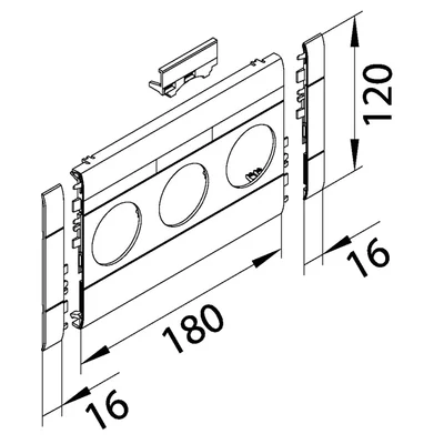 TEHALIT.WA Copertura con campo per etichettatura, ABS a 3 moduli, senza alogeni, alluminio 120 mm