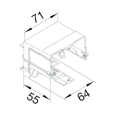 TEHALIT.WA Installation box for installation in C-profiles with a frame 55x64x71mm black
