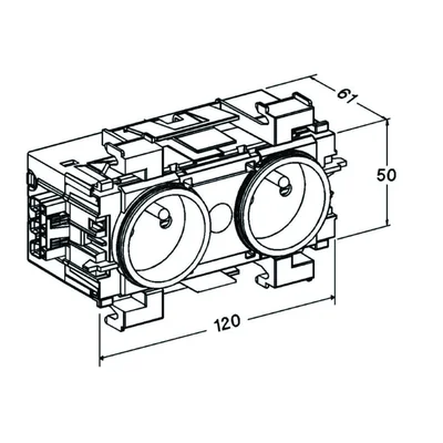 TEHALIT.WA Kanalsteckdose 2-fach 2P+Z WAGO Randmontage rot