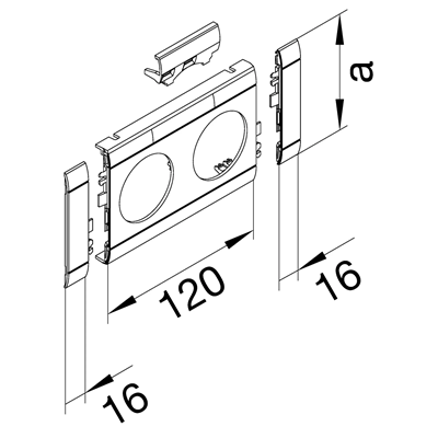 TEHALIT.WA Masking panel with description field, 2-fold ABS, halogen-free, 120mm aluminum