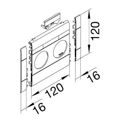 TEHALIT.WA Masking panel with description field, 2-fold ABS, halogen-free, 120mm aluminum