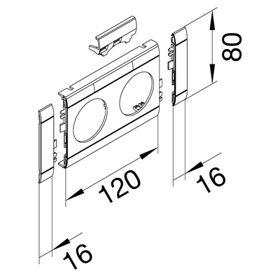 TEHALIT.WA Masking panel with description field, 2-fold ABS, halogen-free, light gray