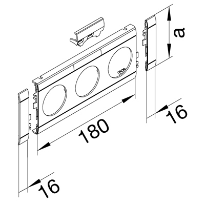 TEHALIT.WA Masking panel with description field, 3-fold ABS, halogen-free, 120mm aluminum