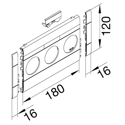 TEHALIT.WA Masking panel with description field, 3-fold ABS, halogen-free, 120mm aluminum