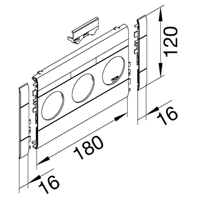 TEHALIT.WA Masking panel with description field, 3-fold ABS, halogen-free, 120mm aluminum